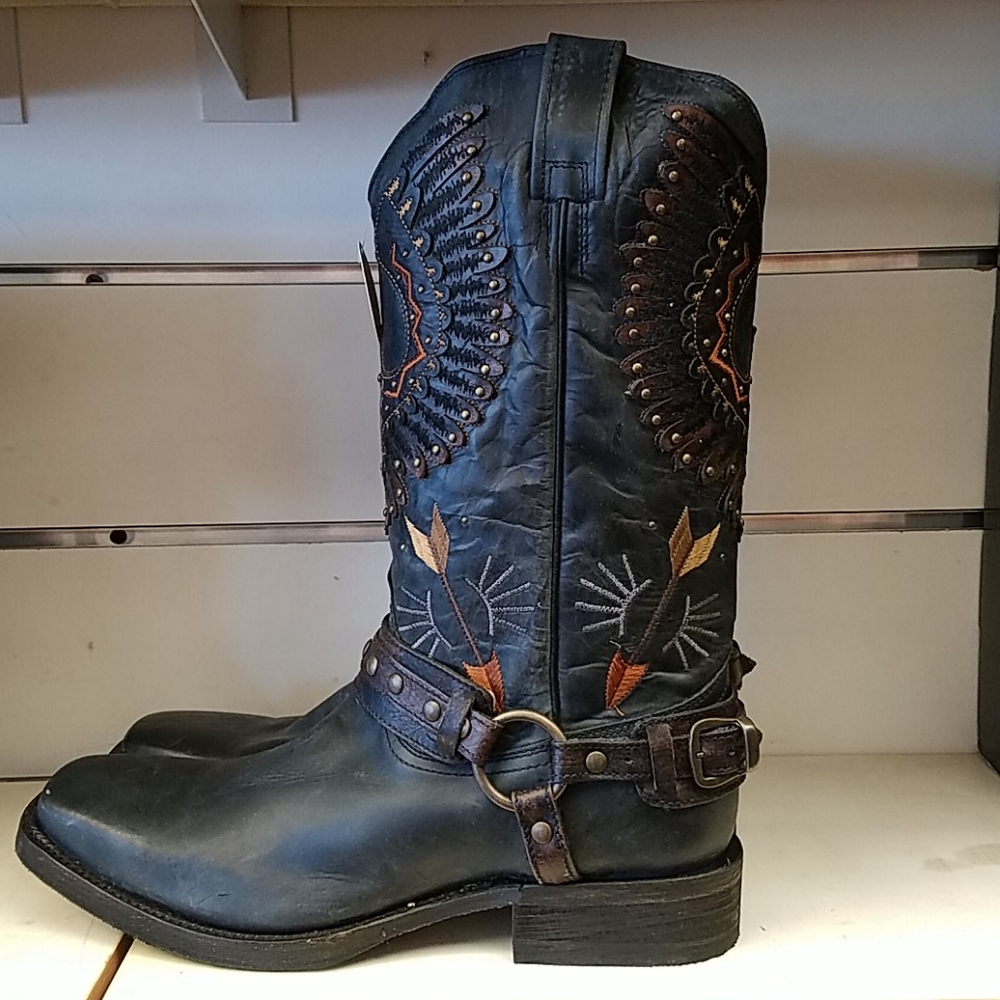 New Men's Corral Black Eagle  A3614 biker boot - Picture 4 of 8
